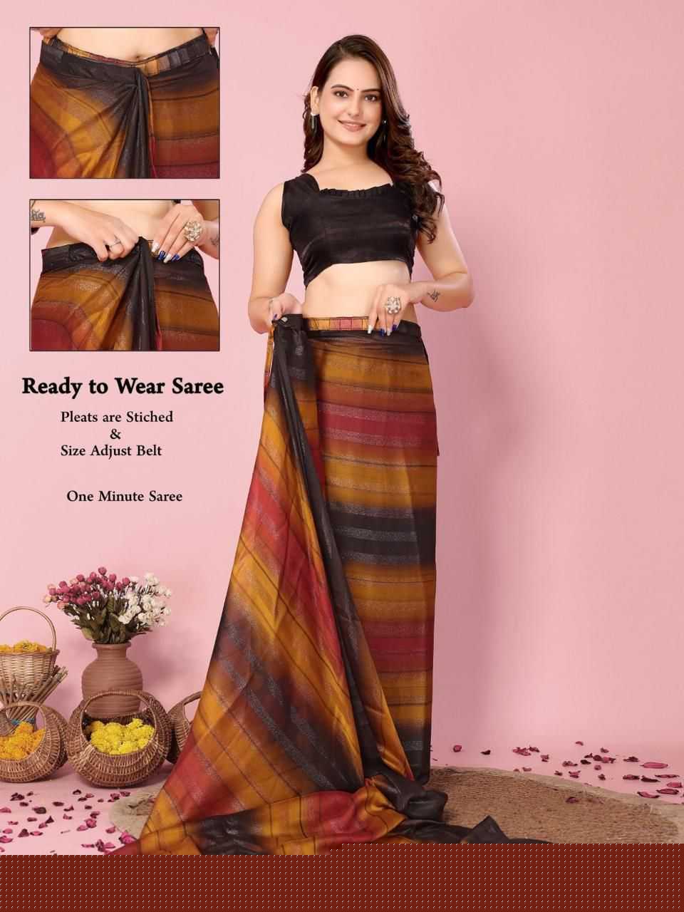 YNF NYLON RDM 738 SAREES WHOLESALE FANCY READY TO WEAR PRE DRAPED SAREES MANUFACTURER